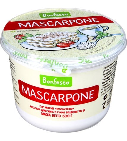 Творожный сыр Bonfesto Маскарпоне 78% 500 г