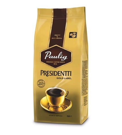 Paulig Кофе в зернах натуральный жареный Presidentti Gold Label 250 г