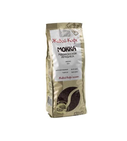 Живой кофе Кофе в зернах натуральный жареный Мокка Африканская Арабика 500 г