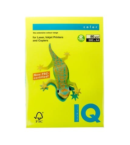 IQ Color Бумага цветная неоновая А4 80 г/м2 500 л Желтая