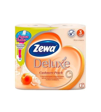 Zewa Бумага туалетная трехслойная c ароматом Персик Deluxe 4 рулона