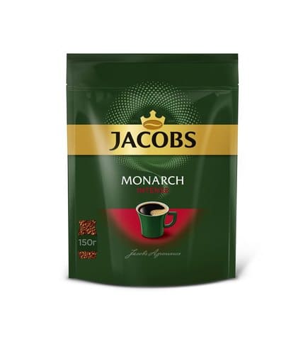 Jacobs Monarch Кофе растворимый сублимированный Intense крепкий 150 г
