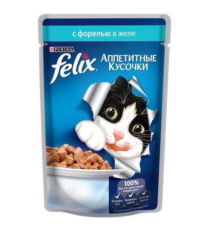 Корм для кошек FELIX с форелью в желе, 85г