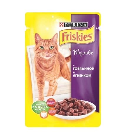 Корм для кошек FRISKIES в желе с говядиной и ягненком, 100г