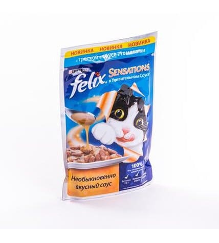 Корм для кошек FELIX Sensations с треской в соусе с томатами, 85г