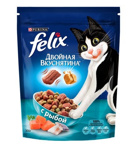 Корм для кошек FELIX Двойная вкуснятина с рыбой, 300г