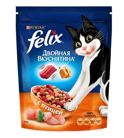 Корм для кошек FELIX Двойная вкуснятина с птицей, 300г