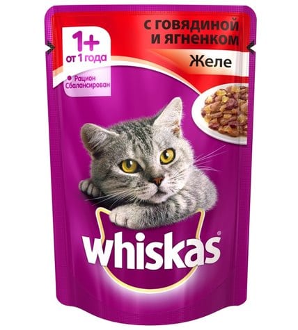 Корм для кошек WHISKAS Рагу с говядиной и ягненком, 100г