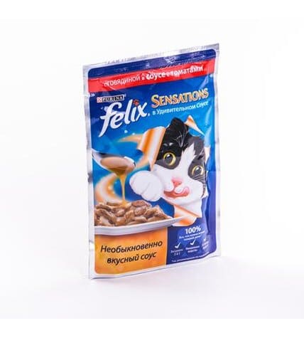 Корм для кошек FELIX Sensations с говядиной в соусе с томатами, 85г