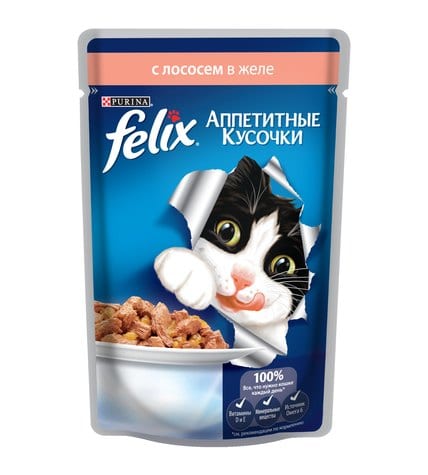 Корм для кошек FELIX с лососем в желе, 85г