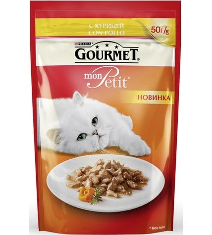 Корм для кошек с курицей GOURMET Mon Petit с курицей, 50г