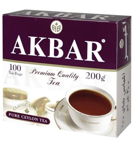 Чай черный AKBAR Pure Ceylon пакетированный в упаковке, 100х2г