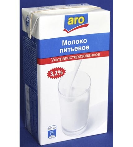 Молоко ARO питьевое ультрапастеризованное 3,2%, 925мл