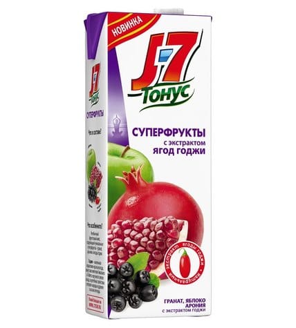 Нектар J7 Тонус Суперфрукты гранат яблоко и арония с экстрактом ягод годжи, 1,45л