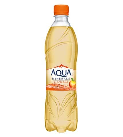 Минеральная вода AQUA MINERALE газированная с соком яблоко в упаковке, 12*0.6 л