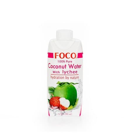 Вода кокосовая FOCO с соком личи, 0,33л