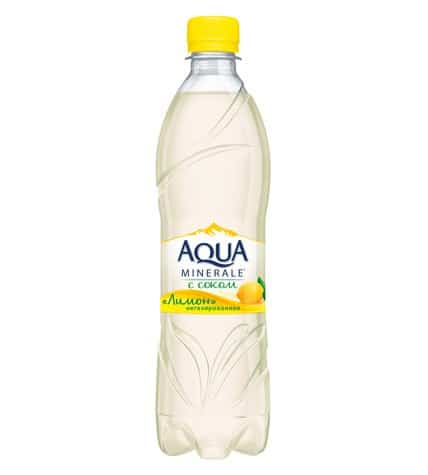 Минеральная вода AQUA MINERALE с соком лимон в упаковке, 12*0.6 л