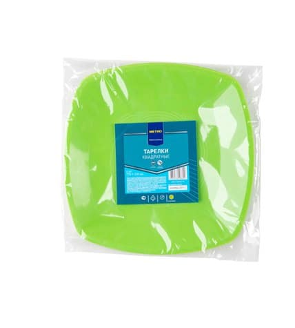 Тарелки одноразовые HORECA SELECT Зеленые 230 мм в упаковке, 6 шт