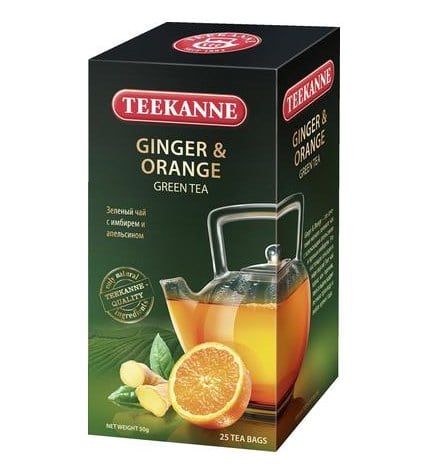 Чай зеленый TEEKANNE имбирь и апельсин, 25х2г
