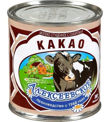Сгущенное молоко Алексеевское с сахаром и какао 5 % 380 г