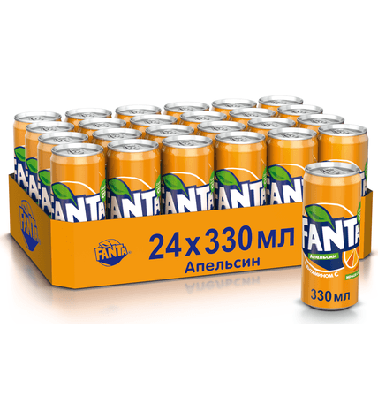 Газированный напиток Fanta апельсин 0,33 л в алюминиевой банке (24 шт) купить