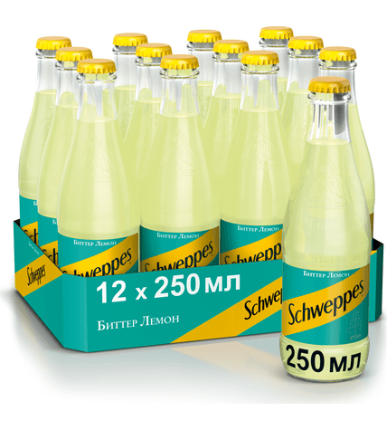 Газированный напиток Schweppes Биттер лемон в стеклянной бутылке 0,25 л (12 шт) купить