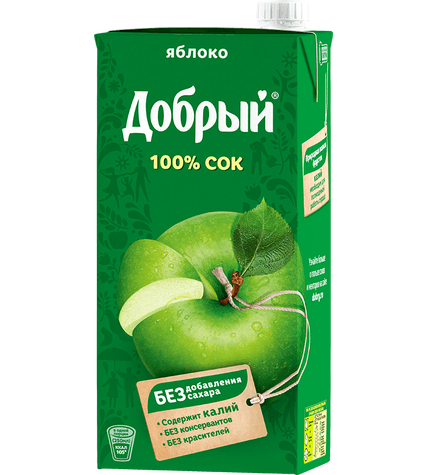Сок Добрый яблоко в коробке тетра-пак 2 л купить с доставкой по Москве ...