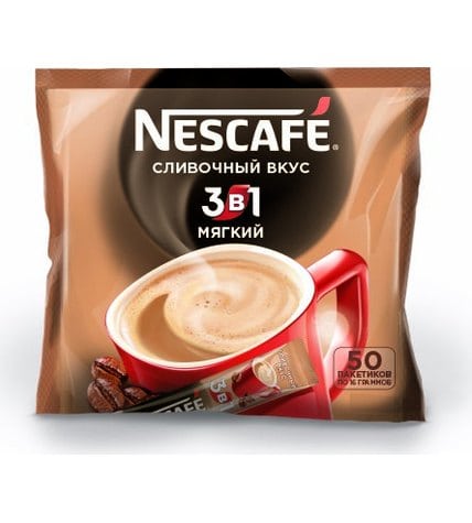 Кофейный напиток Nescafe 3 в 1 Мягкий Сливочный вкус растворимый 16 г 50 шт.