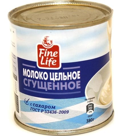 Сгущенное молоко Fine Life цельное с сахаром 8,5 % (ГОСТ Р 53436-2009) 380 г