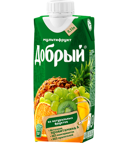 Нектар Добрый мультифрукт в упаковке тетра-пак 0,33 л купить