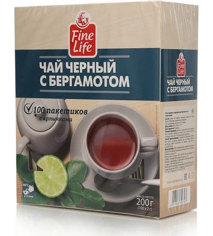 Чай черный Fine Life Бергамот в пакетиках 2 г 100 шт
