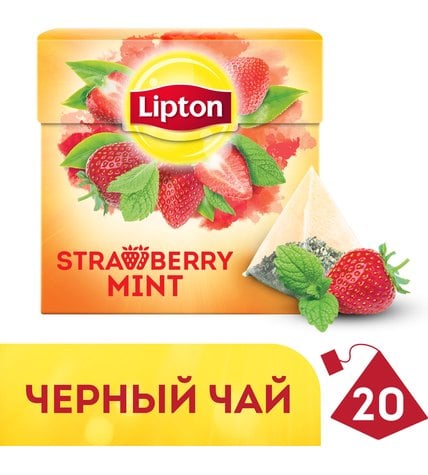 Чай черный Lipton Strawberry Mint в пирамидках 1,6 г 20 шт