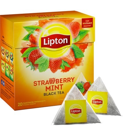 Чай черный Lipton Strawberry Mint в пирамидках 1,6 г 20 шт купить в Москве