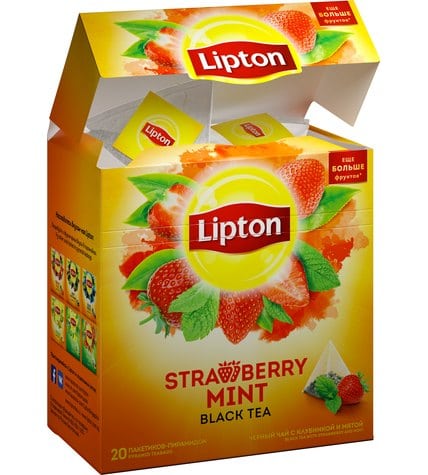 Чай черный Lipton Strawberry Mint в пирамидках 1,6 г 20 шт цена