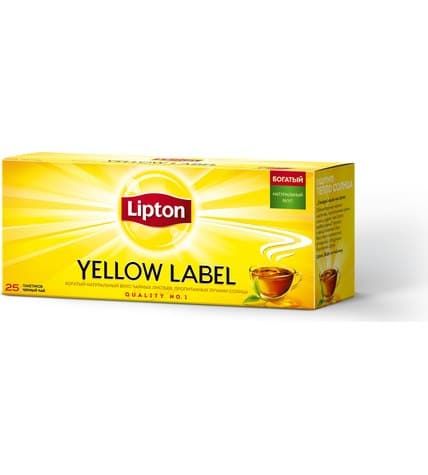Чай черный Lipton Yellow label в пакетиках 2 г 25 шт купить в Москве