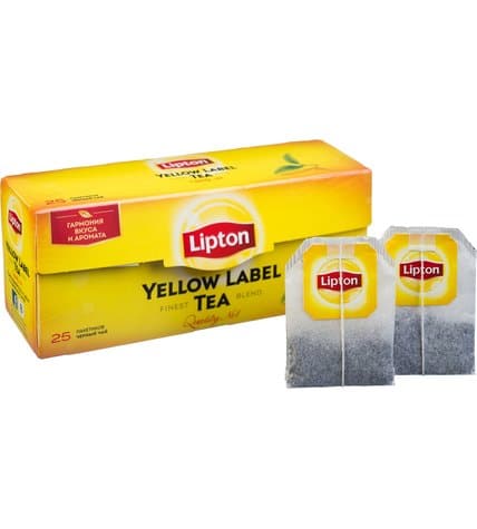 Чай черный Lipton Yellow label в пакетиках 2 г 25 шт стоимость