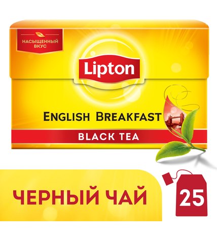 Чай черный Lipton English Breakfast в пакетиках 2 г 25 шт