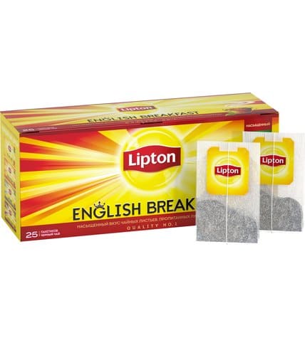 Чай черный Lipton English Breakfast в пакетиках 2 г 25 шт цена