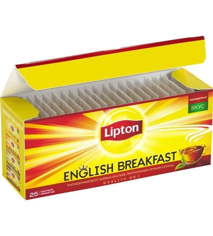 Чай черный Lipton English Breakfast в пакетиках 2 г 25 шт стоимость