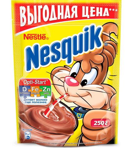 Какао-напиток Nestle Nesquik Opti-start в фольгированном пакете 250 г