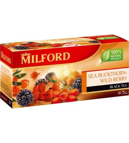 Чай черный Milford Облепиха-Лесные ягоды в пакетиках 1,5 г 20 шт