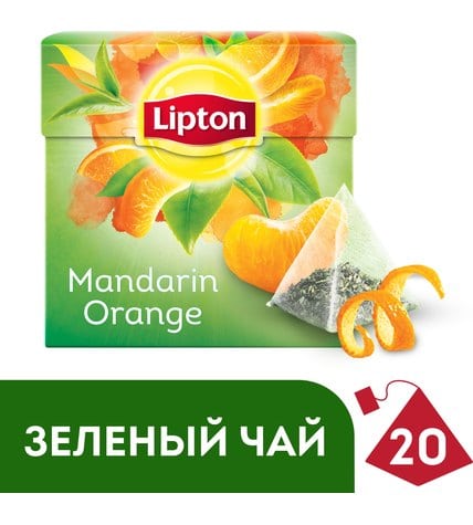 Чай зеленый Lipton Mandarin Orange в пирамидках 1,8 г 20 шт