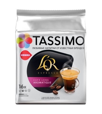 Кофе Tassimo L'or Espresso Cafe Long Aromatique молотый 6,9 г 16 шт
