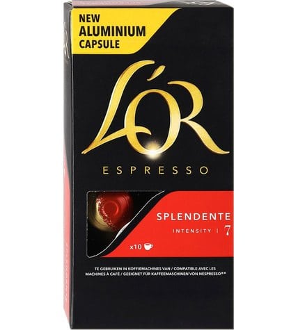 Кофе L'OR Espresso Splendente натуральный жареный молотый в алюминиевых капсулах 5,2 г 10 шт