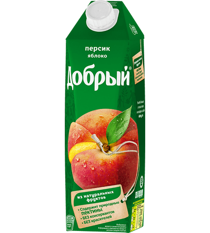 Нектар Добрый персик-яблоко в упаковке тетра-пак 1 л купить