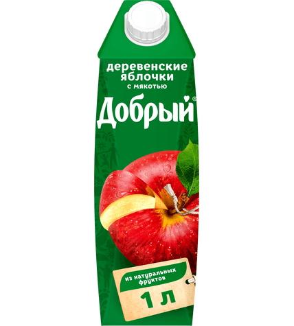 Нектар Добрый деревенские яблочки в упаковке тетра-пак 1 л
