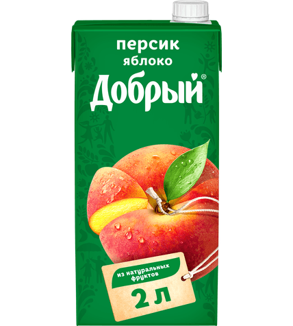 Нектар Добрый персик-яблоко в упаковке тетра-пак 2 л