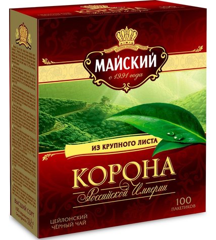 Чай черный Майский Корона Российской Империи в пакетиках 2 г 100 шт