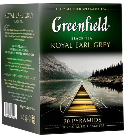 Чай черный Greenfield Royal Earl Grey в пирамидках 2 г 20 шт