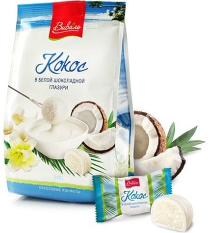 Конфеты Виваль кокос в белой глазури
